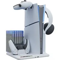 feinlux PS5/PS5 Slim Multifunktionslüfter mit zweisitziger Ladestation Controller (Set, Doppelkanal-Kühlung, Hohe und niedrige Windgeschwindigkeit einstellbar)