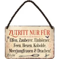 schilderkreis24 Metallschild Blechschild Zutritt nur für Elfen und Zauberer 18x12cm