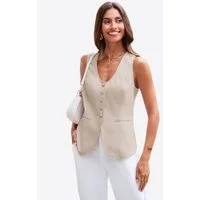 Imily Bela Anzugweste Damen Blazer-Weste mit Reverskragen (Packung, 1-tlg., 1per-Pack) mit Knöpfen