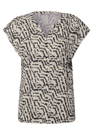 Street One - Shirt im Blusen-Look beige/schwarz - Gr. - 34