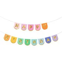 partydeco Hängedekoration, Happy Birthday Girlande 12x163cm Banner Bunt