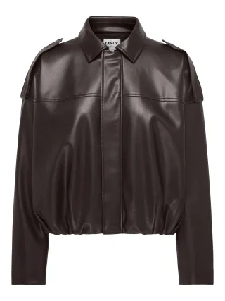 ONLY - ONLMOON-NELI L/S FAUX LEATHER BOMBER PNT Chocolate Torte - Gr. - XL
