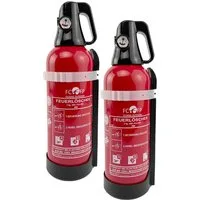 ANAF Pulver-Feuerlöscher Aluminium Doppelpack 2 kg ABC mit 4 LE KFZ Halterung, Manometer, Dauerdruck, ABC-Pulver, (Doppelpack) 2 kg, mit Halterung, Manometer
