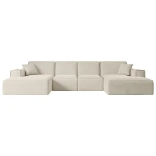 Altdecor Wohnlandschaft, Weiß, Kunststoff, 6-Sitzer, U-Form, 349x80x169 cm, Wohnzimmer, Sofas & Couches, Wohnlandschaften, Wohnlandschaften in U-Form