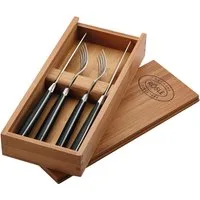 RÖSLE Steakbesteck (4-tlg), 2 Personen, Edelstahl, Kunststoff, Set mit 2 Steakmessern und 2 Steakgabeln, inkl. praktischer Holzbox