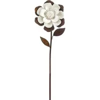 Dehner Gartenstecker Dekostab Blume, Rostoptik, Höhe 100 / 110 cm, Eisen / Keramik, bronze rustikaler Gartenstecker, frostbeständig