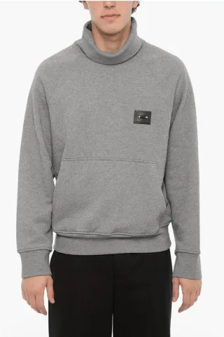 Rollkragenpullover ICONIC PIERCING aus Baumwolle in Grau