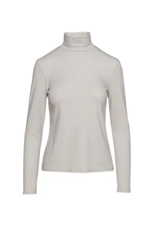 Grauer langärmeliger Pullover mit Polokragen