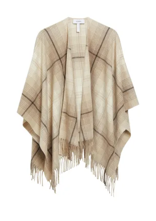 comma - Poncho mit Karomuster beige - Gr. - ONE SIZE