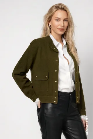 monari - Strickjacke mit Schmuckknöpfen olive - Gr. - 38