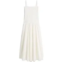Tommy Jeans Trägerkleid TJW SMOCK FABRIC MIX MAXI DRESS Baumwolle, gesmoktes Oberteil, schmale Träger