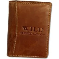 Wild Things Only !!! Geldbörse Wild Things Only Unisex Brieftasche (Portemonnaie, Portemonnaie), Herren, Damen Portemonnaie Echtleder Größe ca. 9,5cm, braun
