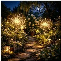 Salcar LED Solarleuchte 2er 180 LED Solarlampe Feuerwerk Gartenleuchte Weihnachtsdeko, 8 Modi Solarleuchten für Garten Außen LED Feuerwerk Licht mit Erdspieß