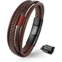 UNIQAL.de Lederarmband Unisex geflochten, Echtleder & Edelstahl, Modell Classic & Feather (Unisex,Edelstahl, Echtleder, geflochten, Casual Style, Handgefertigt)