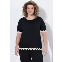 Ulla Popken T-Shirt T-Shirt Zierborte Rundhals Halbarm Biobaumwolle