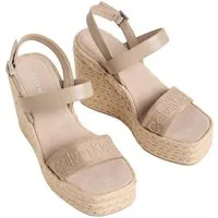 Calvin Klein WEDGE ESPAD 70 WEBBING LTH Keilsandalette Sommerschuh, Plateausandale, Keilabsatz, mit Bastbesatz