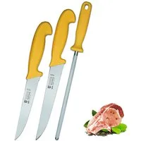 SMI Kochmesser 3-tlg Küchenmesser set Solingen Fleischer Metzgermesser Wetzstahl