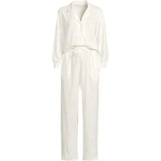Pyjama Set aus Baumwoll-Jersey mit Stickerei für Damen in Petite-Größe, Damen, size: petite, Elfenbein, Baumwolle, by Lands' End