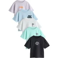 Next T-Shirt T-Shirt mit Grafik und kurzen Ärmeln, 5er-Pack (5-tlg)