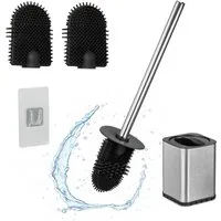 relaxdays WC-Reinigungsbürste Flache Toilettenbürste zur Wandmontage, silber