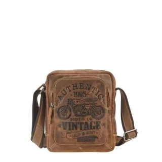 Umhängetasche Leder 22x24cm "Cafe Racer" antikbraun Greenburry 0832-25