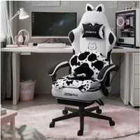 Dowinx Gaming-Stuhl Niedlich mit Katzenohren, Pfoten-Lendenkissen und Sitzkissen, (Packung), Ergonomischer Computerstuhl mit Fußstütze, PC-Spiele-Stuhl für Mädchen