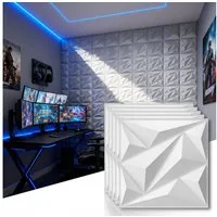 PFCTART 3D Wandpaneel 20 Stück 3D Wandpaneele Diamant Design – Hochsteifes PVC, 30×30 cm, 0,09 qm, (20-tlg., Nicht verformbar, leicht zu reinigen – für Wohnzimmer, Büro & Studio) Wasserfest, hitzebeständig & geruchsneutral – langlebig & recycelbar