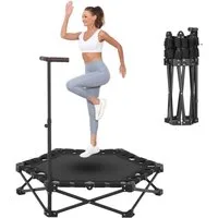 Warmounts Fitnesstrampolin, Ø 85 cm, (1 tlg), Mini-Trampolin mit Haltegriff, Klappbar, Indoor-Fitness, bis 150kg