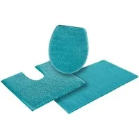 OTTO home Badematte Vanessa, Badvorleger, Badezimmer Teppich, Höhe 10 mm, rutschhemmend beschichtet, schnell trocknend, strapazierfähig, fußbodenheizungsgeeignet, Polyester, rechteckig, 3-tlg. Stand-WC Set, Badteppich, weiche Haptik, unifarben