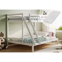 Kids Collective Hochbett 140x200 Etagenbett, EN 747-Zertifizierung und platzsparendem Design Stockbett 206x147x145 cm, mit Matratze, weiß