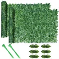 BlingBin Balkonsichtschutz Sichtschutzhecke Windschutz Efeu Sichtschutz Blätterzaun 1x3M (2er Set, 2-St., 300x100cm) Kunsthecken-Sichtschutz, für Balkon und Terrasse