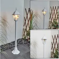hofstein Pollerleuchte Wegeleuchte aus Metall/Glas in Weiß/Klar, ohne Leuchtmittel, Außenleuchte, Gartenbeleuchtung IP44, 1x E27, ohne Leuchtmittel