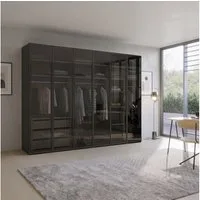 Palms-Store Kleiderschrank Athen mit 6- Glasrahmentüren inkl. Zubehör Set (Spar-Set) Breite: 300cm, Tiefe: 62cm, Höhe: 218cm