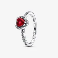Pandora Silberring 198421C02 Ring Damen Ausgeprägtes Rotes Herz Sterling-Silber Gr. 56