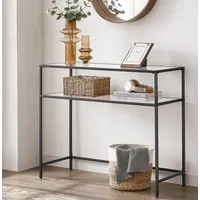 VASAGLE Konsolentisch, Beistelltisch, mit 2 Ablagen, Breite 100 cm, Hartglas