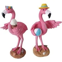 Aspinaworld Dekofigur Deko Flamingo Figur im Urlaub 2 er Set 22 cm (2 St)