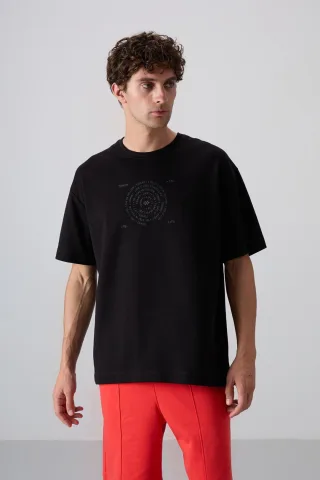 Übergroßes Baumwollmix Rundhals-T-Shirt