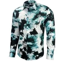 Baxboy Langarmhemd Baxboy Herren Batik Style Hemd Freizeitshemd Langarm Casual B-447