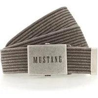MUSTANG Stoffgürtel "Tucker" Gewaschenes Rillenband, Klemmverschluss aus mattem Silber, 4 cm