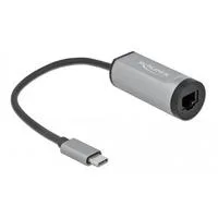 USB 3.2 Gen 1 Adapter, USB-C Stecker > RJ-45 Buchse + USB-C Buchse grau, 15,5cm, Gigabit LAN, PD, Laden mit bis zu 60 Watt