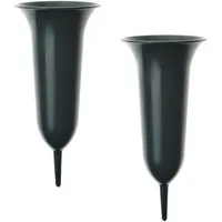 matches21 HOME & HOBBY Dekovase Steckvasen Grab Friedhof Deko grün Set 11,5 cm (2 St)