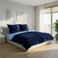 KiNZLER Bettwäsche Cashmere Touch, Microfaser, 2 teilig, Wendebettwäsche, blau-navy