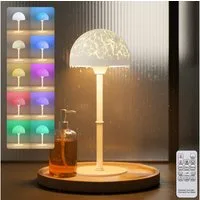 Lapalife Nachttischlampe Projektor RGB Ozeanwellenprojektor, Akku Tischlampe Kabellos, LED fest integriert, Mit Touch & Fernbedienung,für Schlafzimmer,Dusche/Badewanne im Inneren
