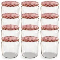 Oputec Einmachglas 12x 360 ml Einmachgläser mit Schraubdeckel TO 82 rot Marmeladengläser, Glas / Metall
