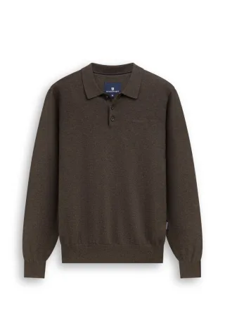 State of Art - Langarm-Polopullover braun - Gr. - L