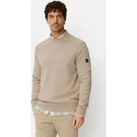 camel active Strickpullover mit Rundhalsausschnitt Langarm Markenlogo