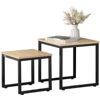 SoBuy Satztisch FBT42, Wohnzimmertisch, Tisch-Set, 2er Set Couchtisch Beistelltisch 2-teilig Satztisch Sofatisch