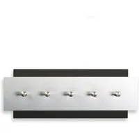 Kreative Feder Schlüsselbrett Designer Schlüsselbrett aus Holz und gebürstetem Aluminium, in modernem Metallic-Look mit 5 Edelstahl-Haken