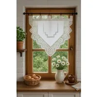HOSSNER - ART OF HOME DECO Scheibengardine 40x40 cm (1 St), Schlaufen, halbtransparent, Baumwolle, Scheibengardine Fensterdeko Landhaus
