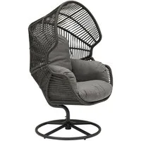 L.C. Wholesaler GmbH Gartensessel XARO, Anthrazit, Schwarz, Stahl, Seilbespannung, Kunststoffgeflecht, Drehbar, mit Kissen, B 86 x H 150 x T 88 cm